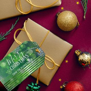 Green Winter Wonderland With Lights And Particles Gift Tags