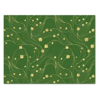 GREEN WITH GOLD THIN LINES & IRISH SHAMROCKS TISSUE PAPER