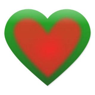 Green with Red Heart 3D Button Heart Sticker