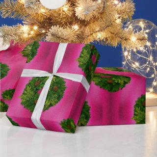 Green Wreaths on Pink Christmas