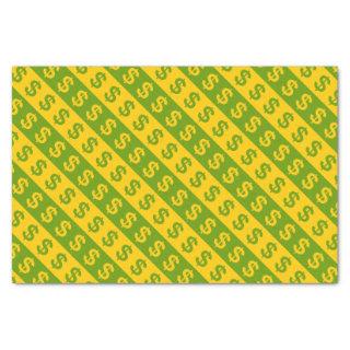 Green & Yellow Dollar Signs Striped Pattern Tissue Paper