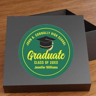 Green Yellow Graduate Custom 2024 Graduation Party Classic Round Sticker