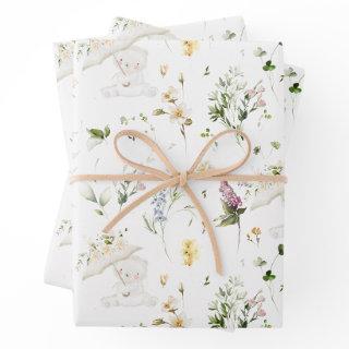 Greenery Bear Gender Neutral Floral Baby Shower   Sheets