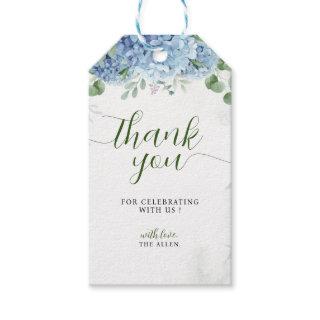 Greenery Blue hydrangea Thank You Baby Shower Gift Tags