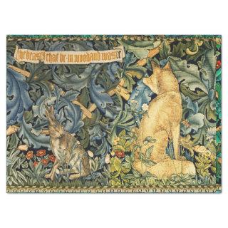 GREENERY,FOREST ANIMALS,FOX AND HARE,GREEN FLORAL TISSUE PAPER