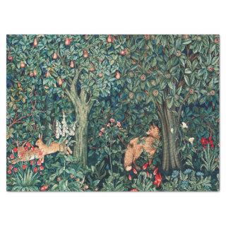 GREENERY,FOREST ANIMALS Hares ,Fox,Green Floral Tissue Paper