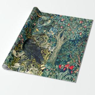 GREENERY, FOREST ANIMALS ,RAVEN IN GREEN FLORAL