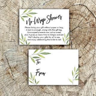 Greenery Handwriting No Wrap Bridal Shower Enclosure Card