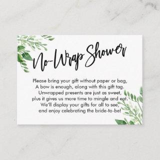 Greenery Handwriting No Wrap Bridal Shower Enclosure Card