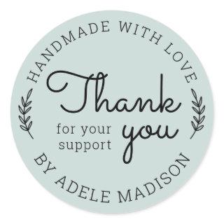 Greenery Homemade With Love Thank You Classic Round Sticker