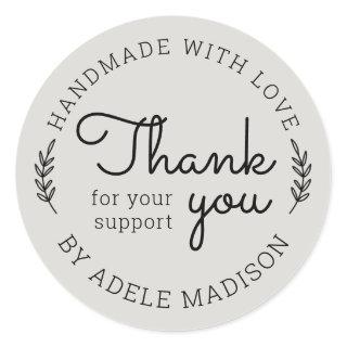 Greenery Homemade With Love Thank You Classic Round Sticker