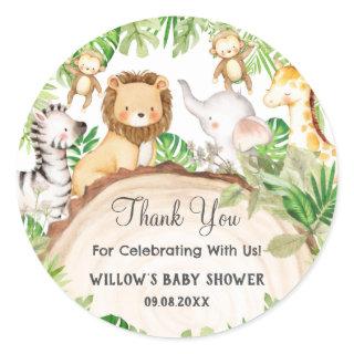 Greenery Jungle Animals Baby Shower 1st Birthday  Classic Round Sticker