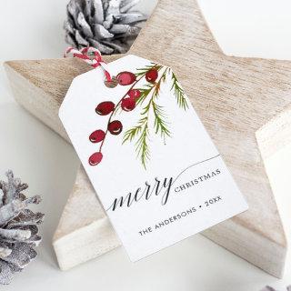 Greenery Red Berries Holiday Gift Tags