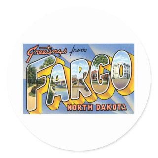 Greetings from Fargo, North Dakota Classic Round Sticker
