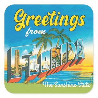 Greetings from Florida vintage travel Square Sticker