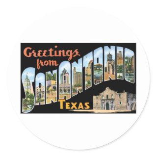 Greetings From San Antonio Texas Classic Round Sticker