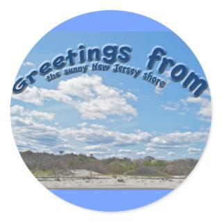 Greetings From Sunny New Jersey Shore Stickers
