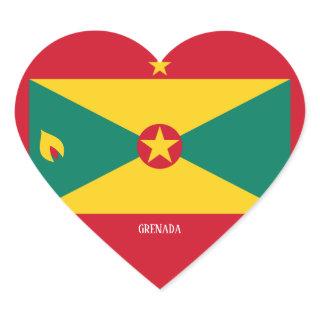 Grenada Flag Splendid Patriotic Heart Sticker