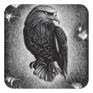Grey Abstract Eagle Square Sticker