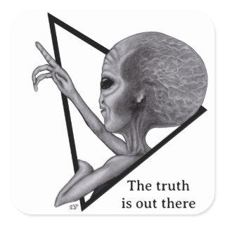 Grey Alien, the truth is out there Square Sticker