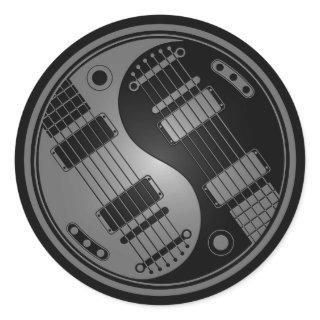 Grey and Black Yin Yang Guitars Classic Round Sticker