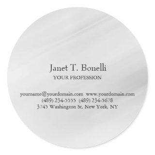 Grey Background Elegant Plain Simple Professional Classic Round Sticker