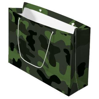 Grey dark green camouflage no.14 print  large gift bag