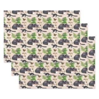 Grey Fox and Squirrel on Tan Decoupage Tissue Pape  Sheets