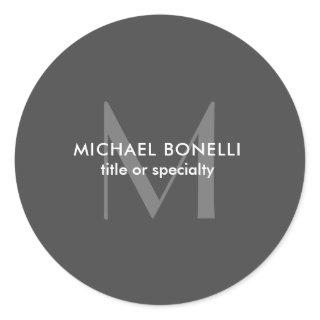 Grey Monogram Modern Minimalist Template Classic Round Sticker