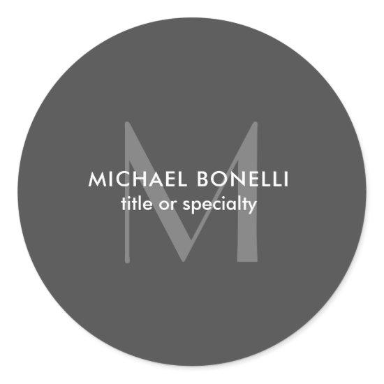 Grey Monogram Modern Minimalist Template Classic Round Sticker