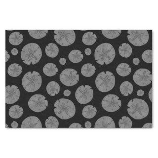Grey sand dollars on black Halloween Tissue Paper