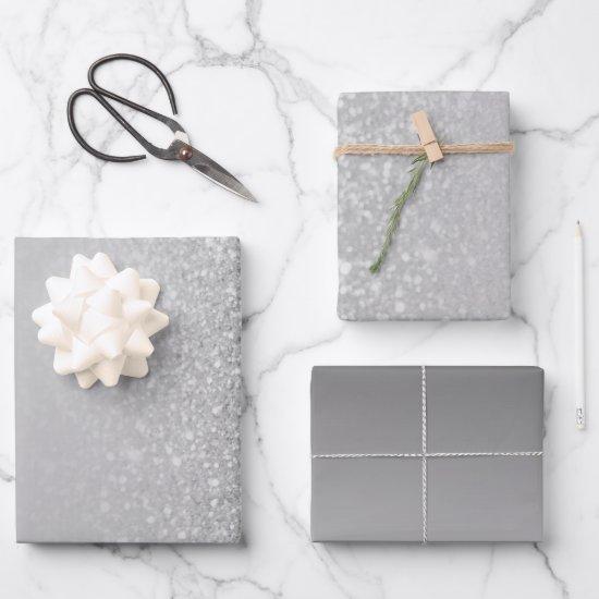 Grey Silver Faux Glitter Ombre Mix  Sheets