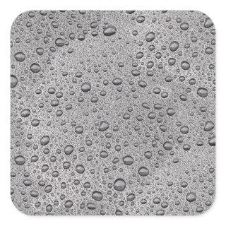 Grey water droplets square sticker