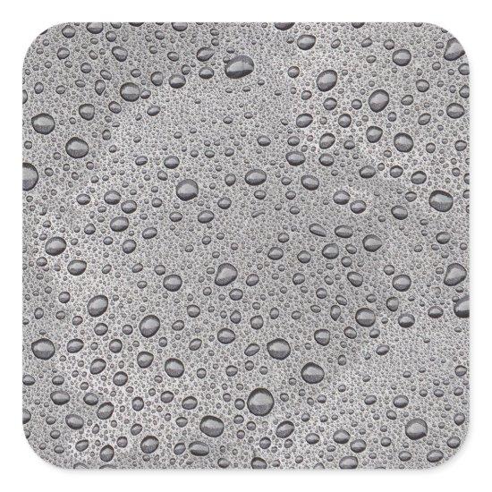 Grey water droplets square sticker