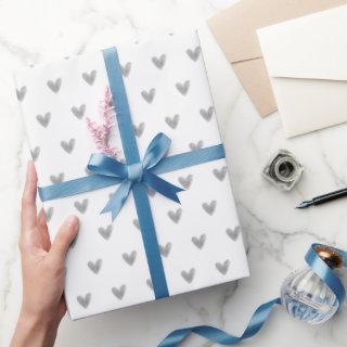 Grey Watercolor Valentines Heart on White