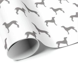 Grey Weimaraner Silhouettes on White Background