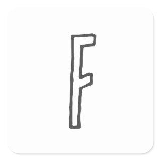 Grey & White Initial Letter Monogrammed Plain Square Sticker