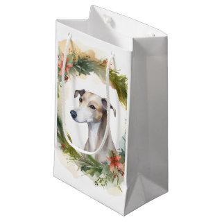 Greyhound Christmas Wreath Festive Pup  Small Gift Bag