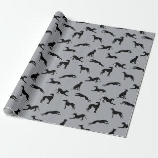 Greyhound Silhouettes Black on Gray