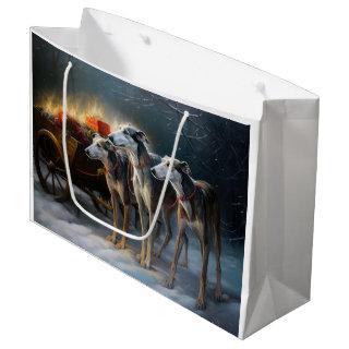 Greyhound Snowy Sleigh Christmas Decor Large Gift Bag