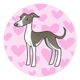 Greyhound / Whippet / Italian Greyhound Love Classic Round Sticker