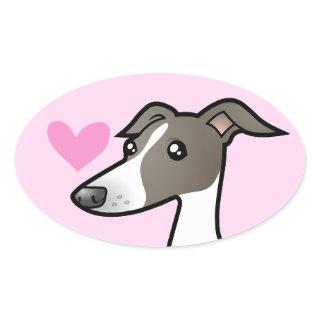 Greyhound / Whippet / Italian Greyhound Love Oval Sticker