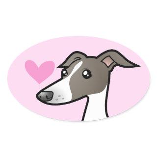 Greyhound / Whippet / Italian Greyhound Love Oval Sticker