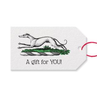 Greyhound Whippet Running Heraldic Crest Emblem Gift Tags