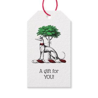 Greyhound Whippet With Tree Heraldic Crest Emblem Gift Tags