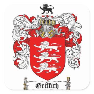 GRIFFITH-FAMILY-CREST-COAT-OF-ARMS1 SQUARE STICKER
