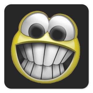 Grinning Happy Face Square Sticker