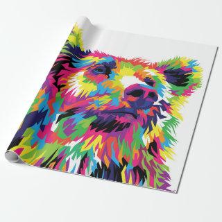 Grizzly bear colorful pop art abstract