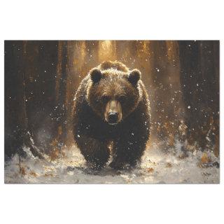 Grizzly Bear in the Forest Painting Decoupage Tissue Paper