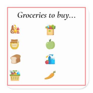 Groceries to Buy Square Sticker